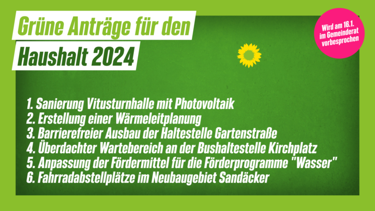 Haushaltsvorbesprechung im Januar 2024